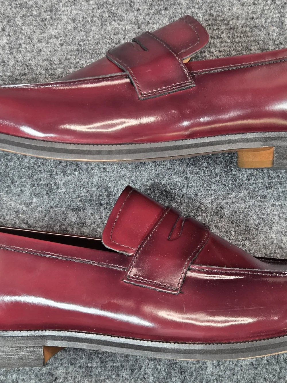Express Men's Burgundy Leather Penny Loafers Shoes